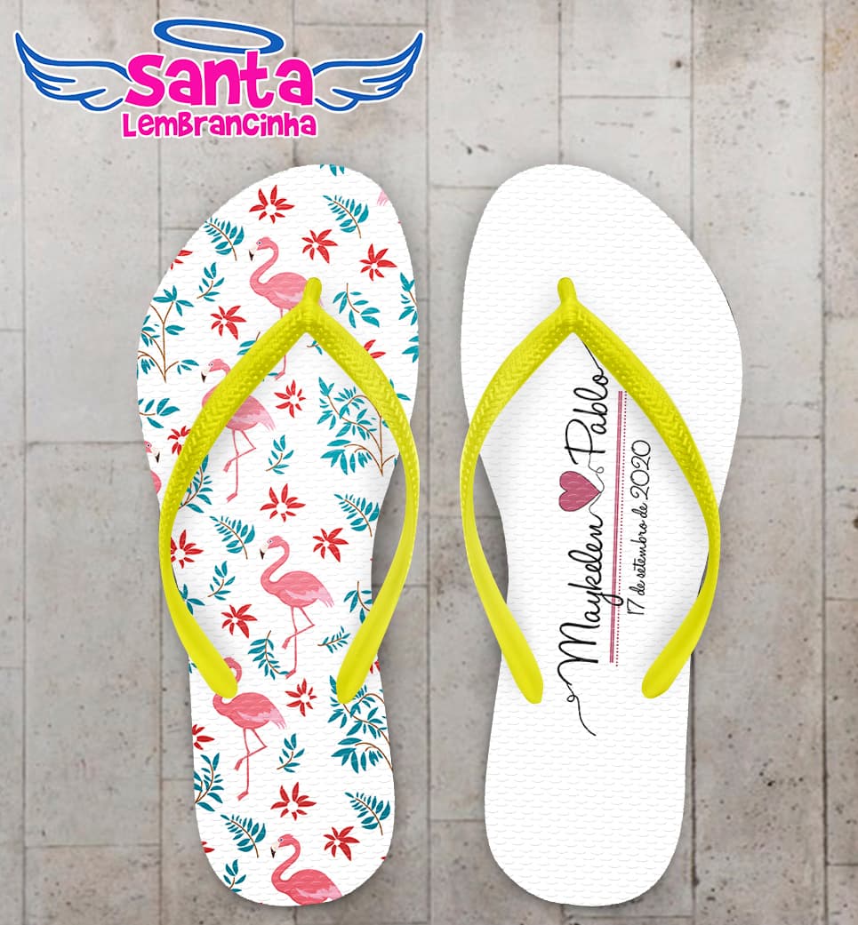 Chinelo Casamento Personalizado com Flamingo COD 9295