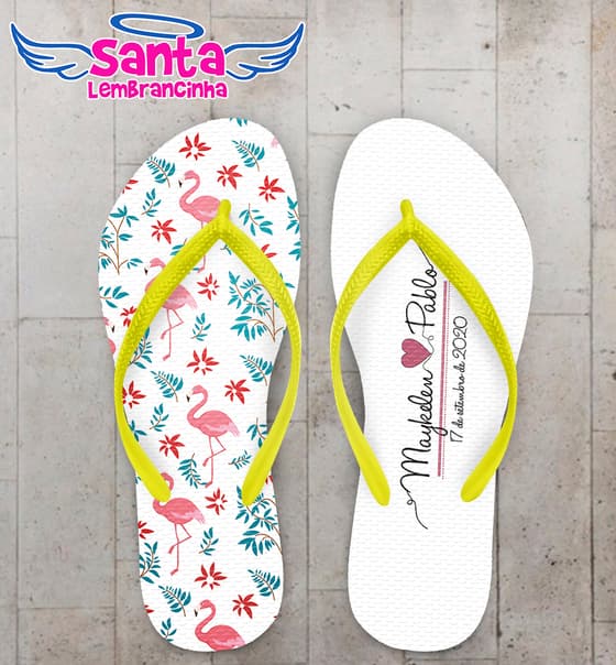 Chinelo Casamento Personalizado com Flamingo COD 9295