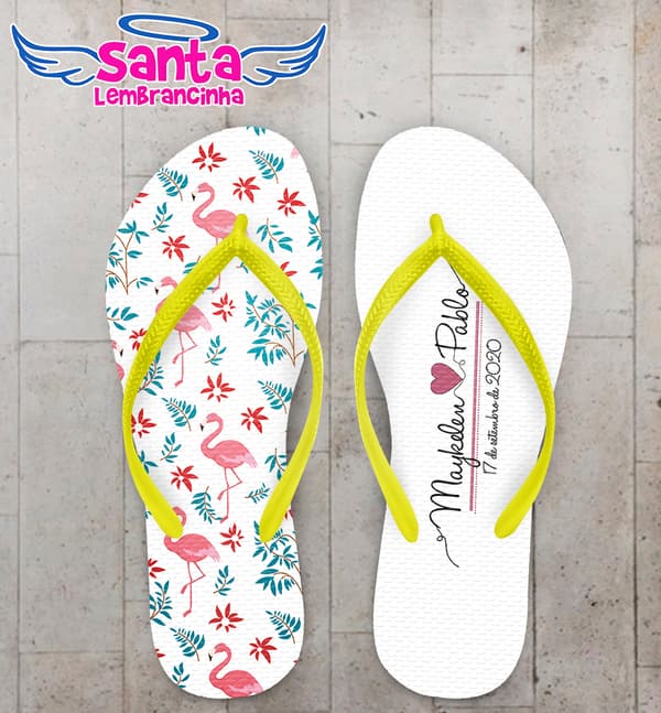 Chinelo Casamento Personalizado com Flamingo COD 9295