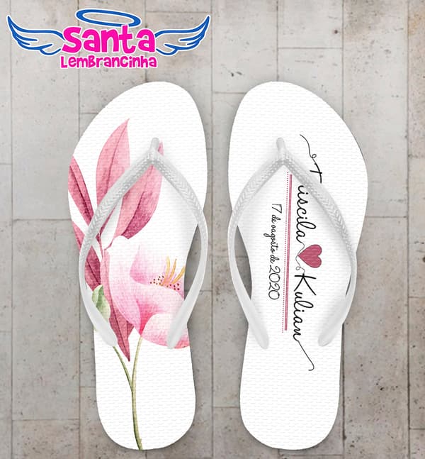 Chinelo Casamento Personalizado com Flor COD 9262