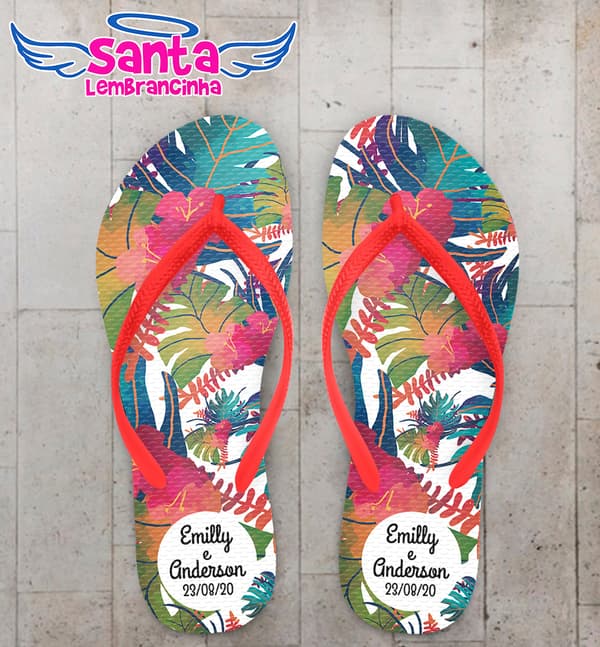 Chinelo Casamento Personalizado Floral COD 9300