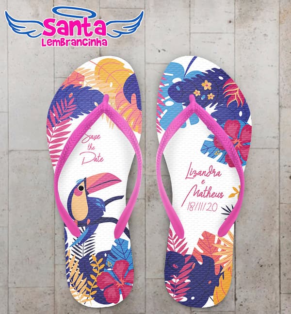 Chinelo Casamento Personalizado Tropical COD 9242