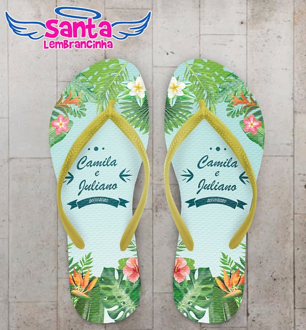 Chinelo Casamento Personalizado Tropical COD 9240