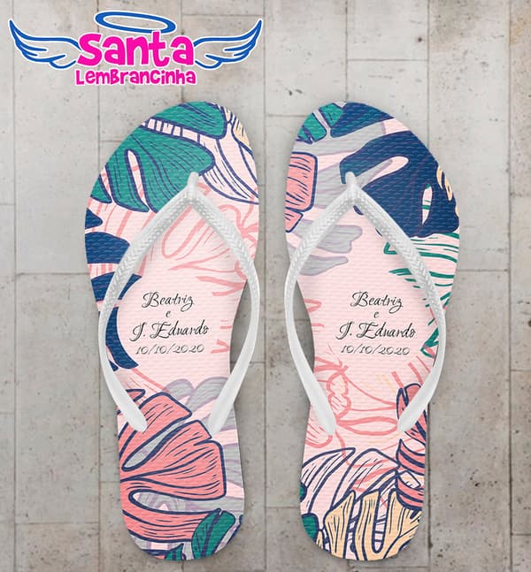 Chinelo Casamento Personalizado Tropical COD 9243