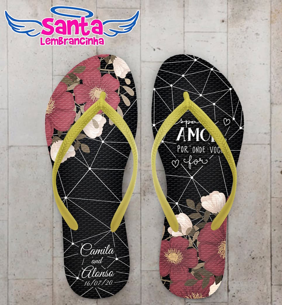 Chinelo Casamento Personalizado Floral COD 9259