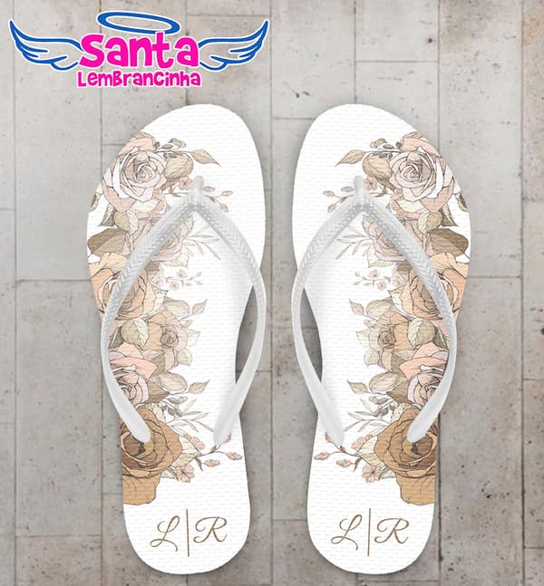 Chinelo Casamento Personalizado Floral Vintage COD 9257
