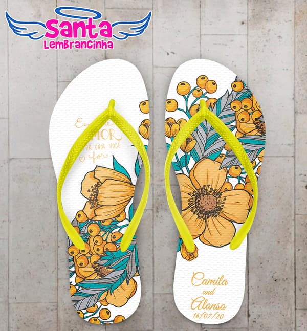 Chinelo Casamento Personalizado Floral COD 9258