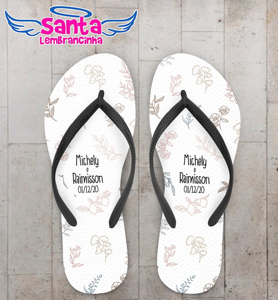 Chinelo Casamento Personalizado Folhagens COD 9301