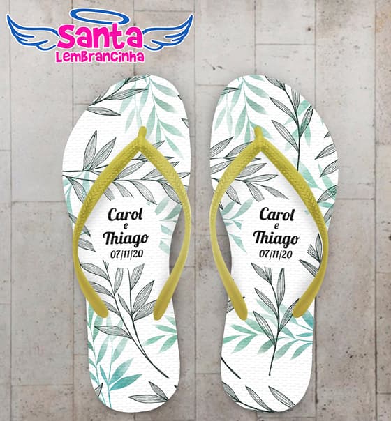 Chinelo Casamento Personalizado Folhagens COD 9304