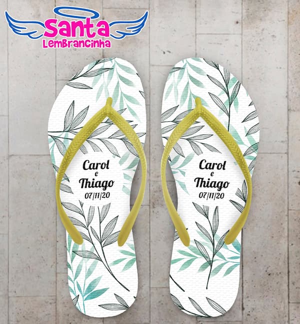 Chinelo Casamento Personalizado Folhagens COD 9304
