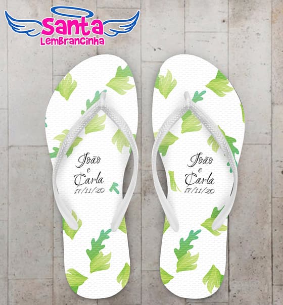 Chinelo Casamento Personalizado com Folhas COD 9292
