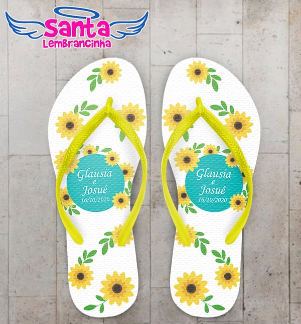 Chinelo Casamento Personalizado com Girassol COD 9153