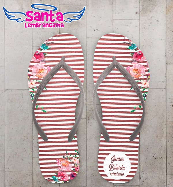 Chinelo Casamento Personalizado Marsala COD 9255