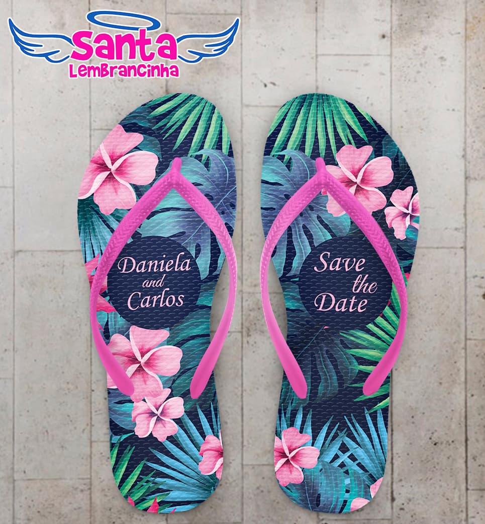 Chinelo Casamento Personalizado Tropical COD 9238