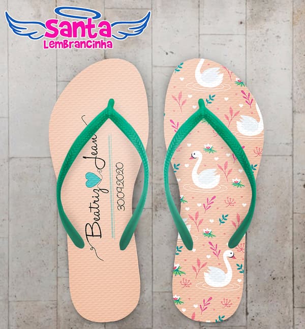 Chinelo Casamento Personalizado com Cisne COD 9131