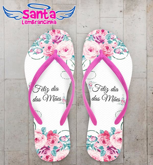 Chinelo Dia das Mães Personalizado com Flores COD 9188