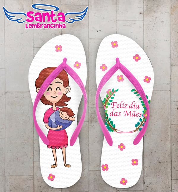 Chinelo Dia das Mães Personalizado com Flore COD 9193