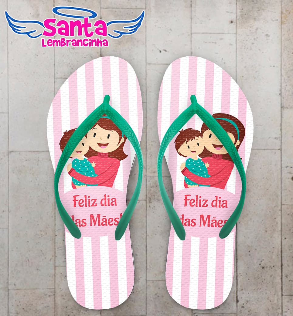 Chinelo Dia das Mães Personalizado Listrado COD 9185