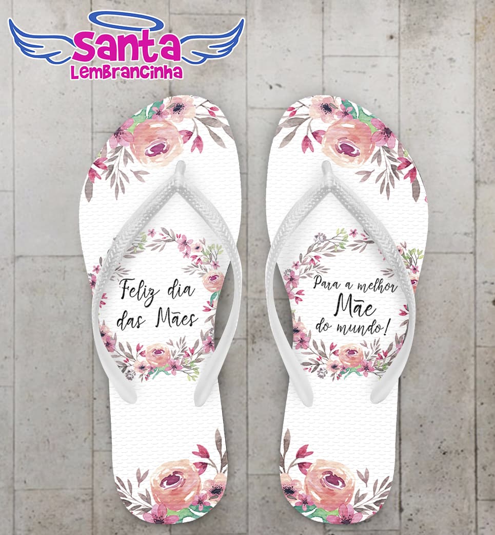 Chinelo Dia das Mães Personalizado com Flores COD 9189