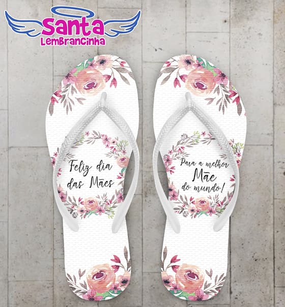 Chinelo Dia das Mães Personalizado com Flores COD 9189