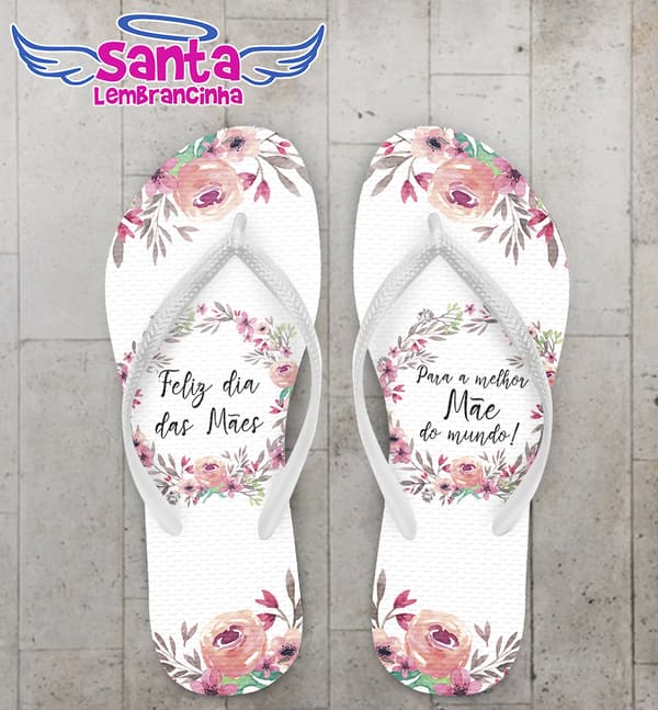 Chinelo Dia das Mães Personalizado com Flores COD 9189