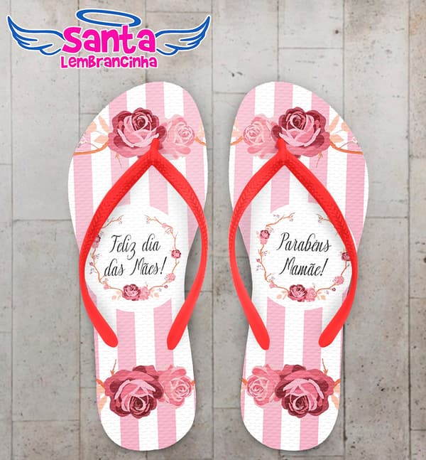 Chinelo Dia das Mães Personalizado com Flores COD 9190