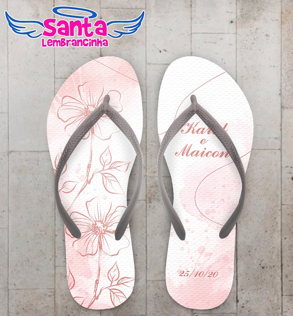 Chinelo Casamento Personalizado com Flores COD 9123