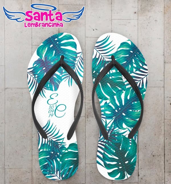 Chinelo Personalizado Casamento Floral COD 9072