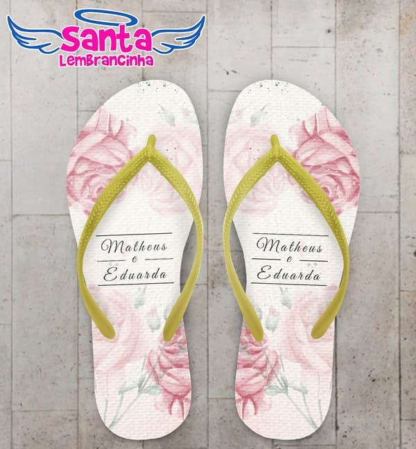 Chinelo Casamento Personalizado com Flores COD 9129