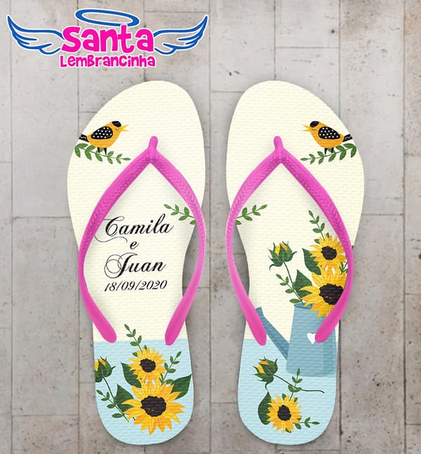 Chinelo Casamento Personalizado com Girassol COD 9154