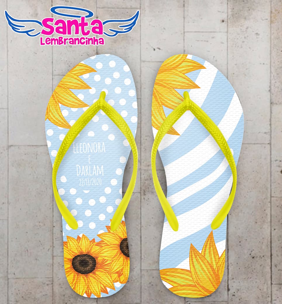 Chinelo Casamento Personalizado com Girassol COD 9156