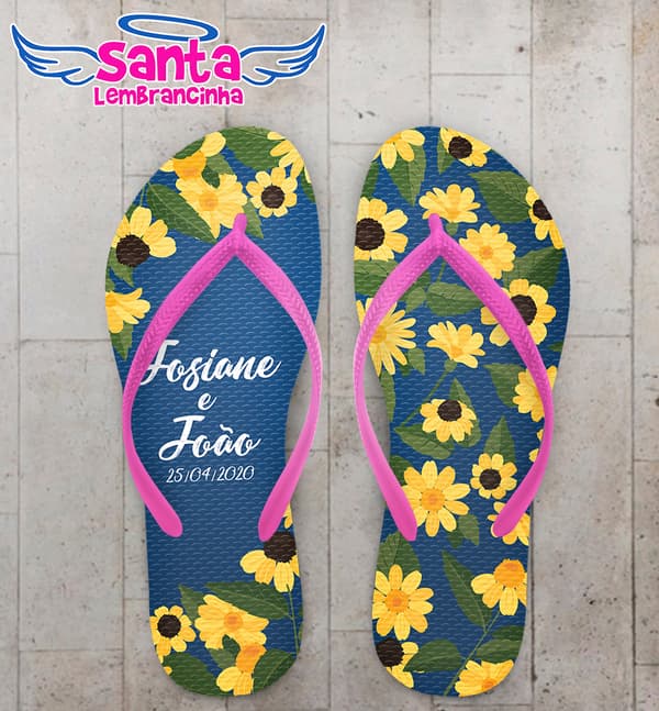 Chinelo Casamento Personalizado com Girassol COD 9157