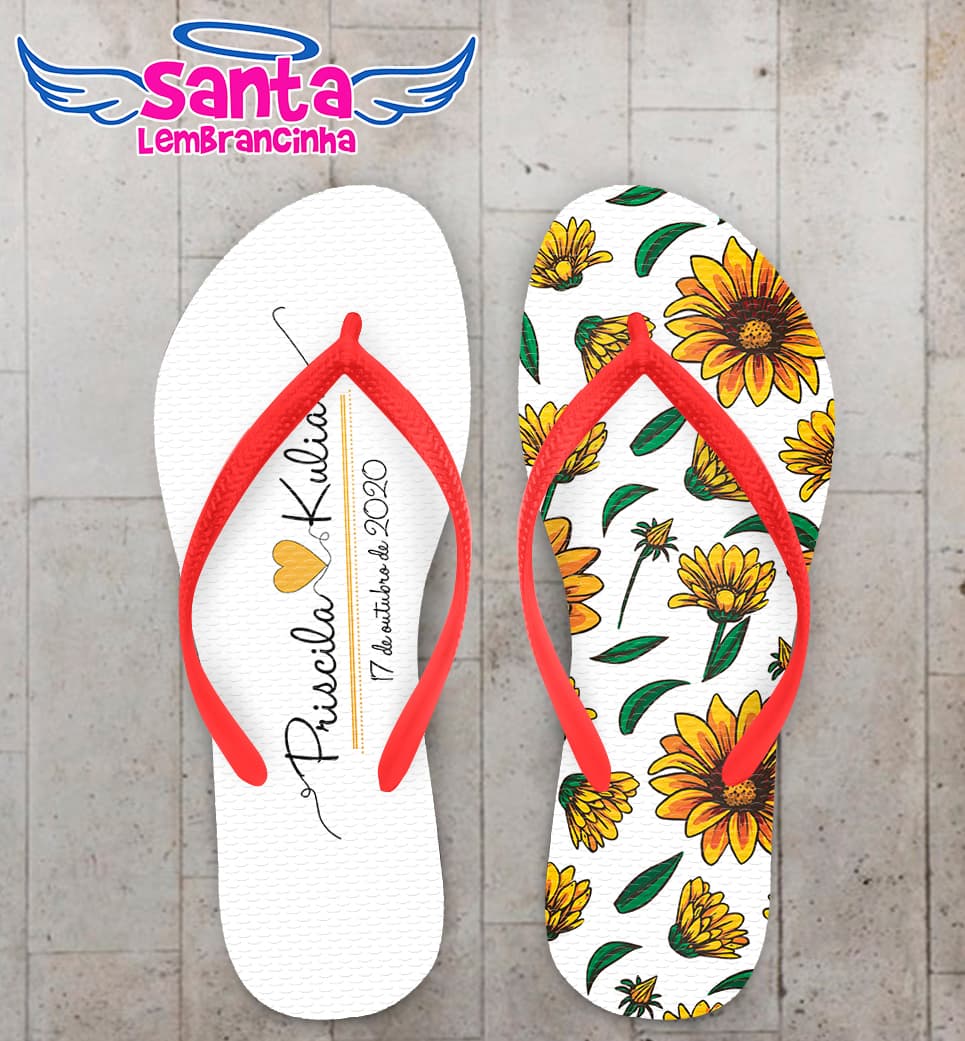 Chinelo Casamento Personalizado com Girassol COD 9155
