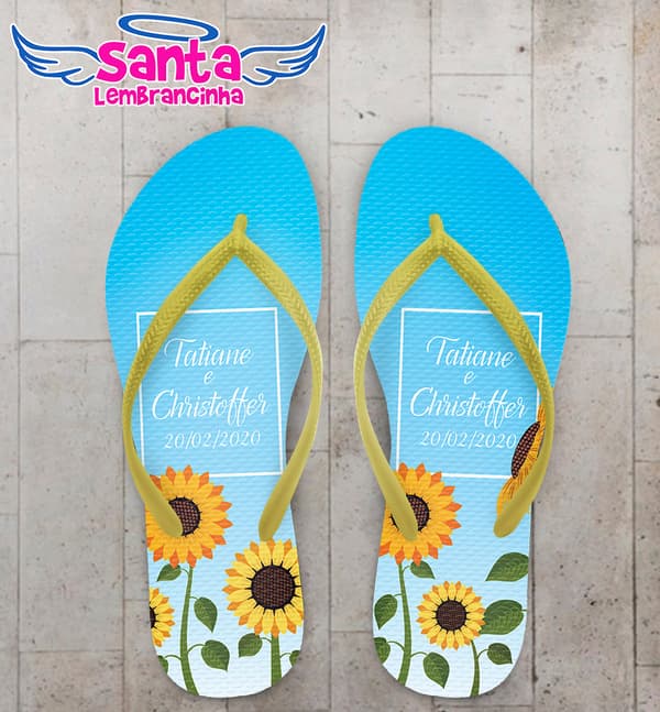 Chinelo Casamento Personalizado com Girassol COD 9152