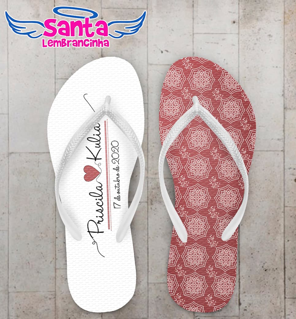 Chinelo Casamento Personalizado Marsala COD 9159
