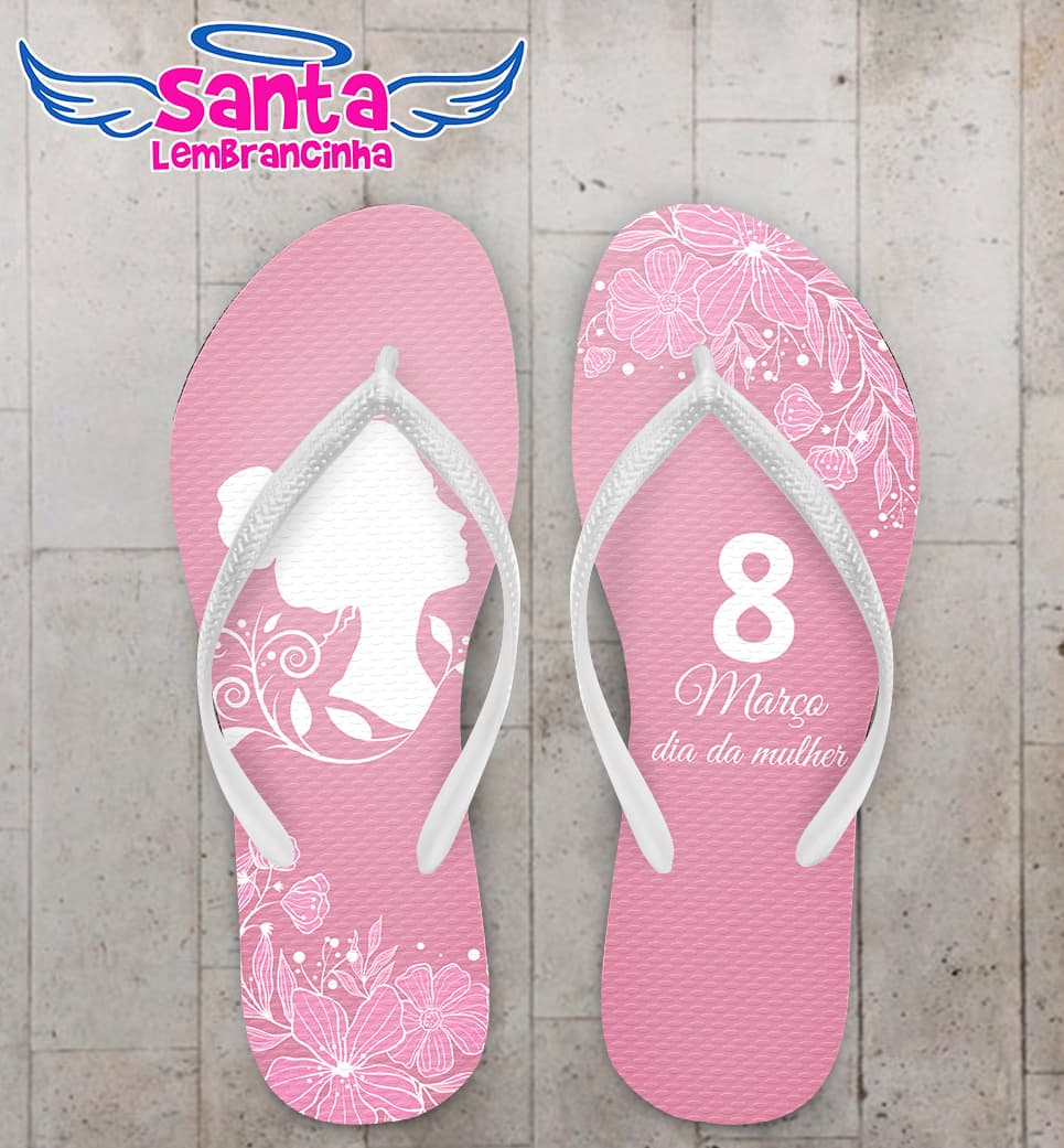 Chinelo Dia da Mulher Personalizado com Flores COD 9138