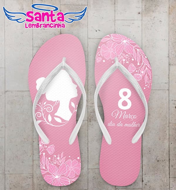 Chinelo Dia da Mulher Personalizado com Flores COD 9138
