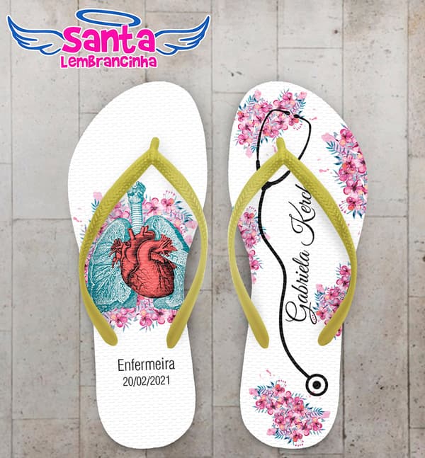 Chinelo Formatura Personalizado Enfermagem com Esteto COD 9171
