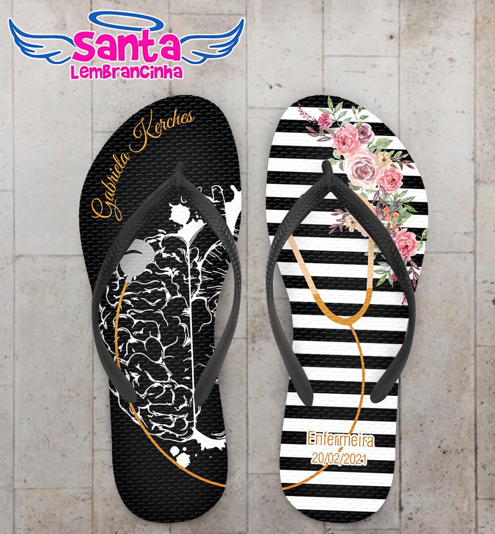 Chinelo Formatura Personalizado Enfermagem Listrado COD 9170