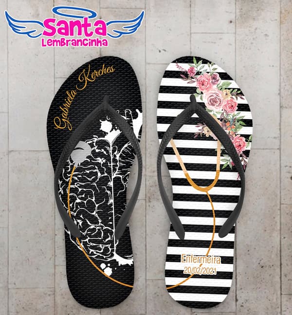 Chinelo Formatura Personalizado Enfermagem Listrado COD 9170