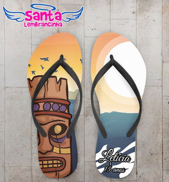 Chinelo Personalizado 15 Anos com Totem Havaiano COD 9078