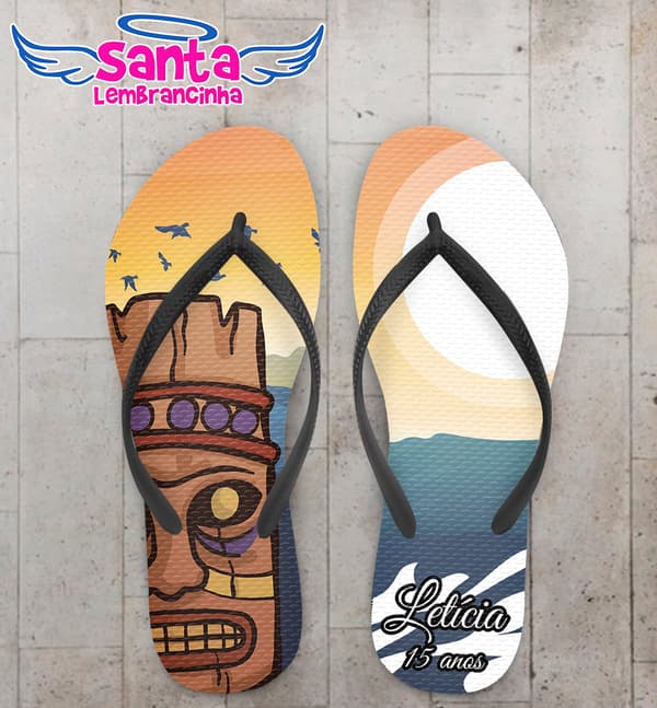 Chinelo Personalizado 15 Anos com Totem Havaiano COD 9078