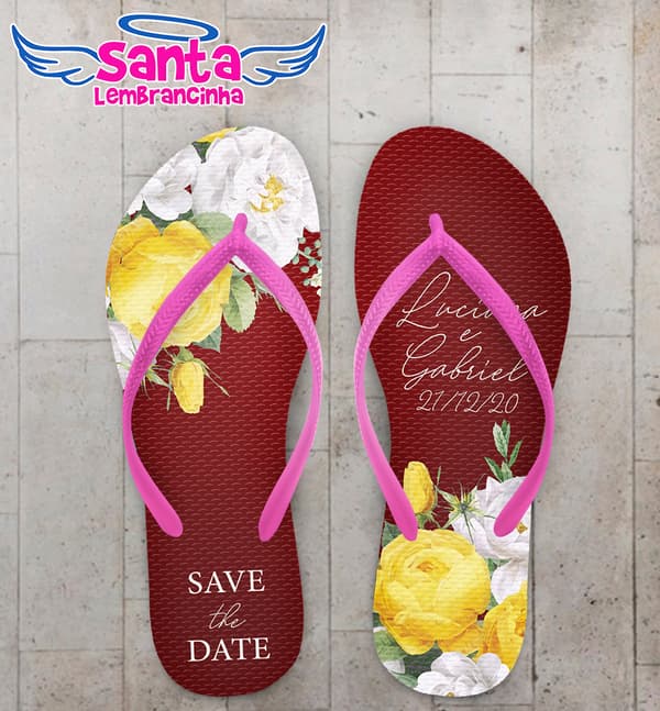 Chinelo Casamento Personalizado com Flores COD 9233