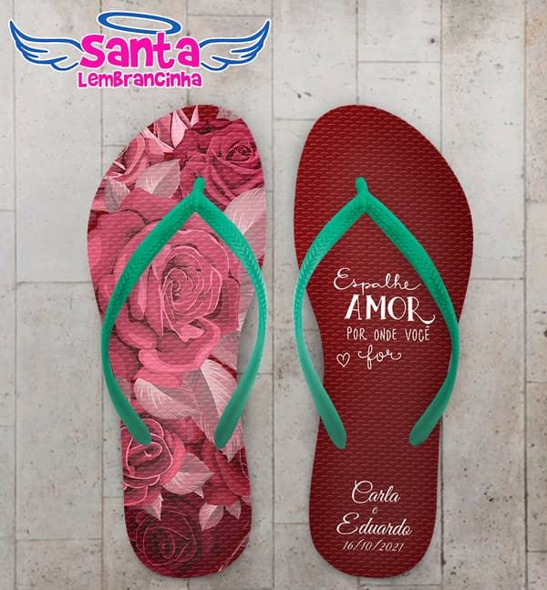 Chinelo Casamento Personalizado com Flores COD 9220