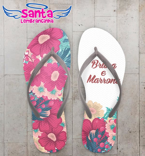 Chinelo Casamento Personalizado com Floral COD 9271