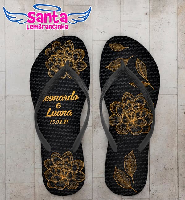 Chinelo Casamento Personalizado com Flores COD 9224