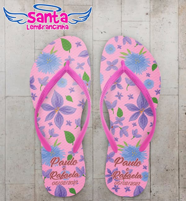 Chinelo Casamento Personalizado com Flores COD 9218