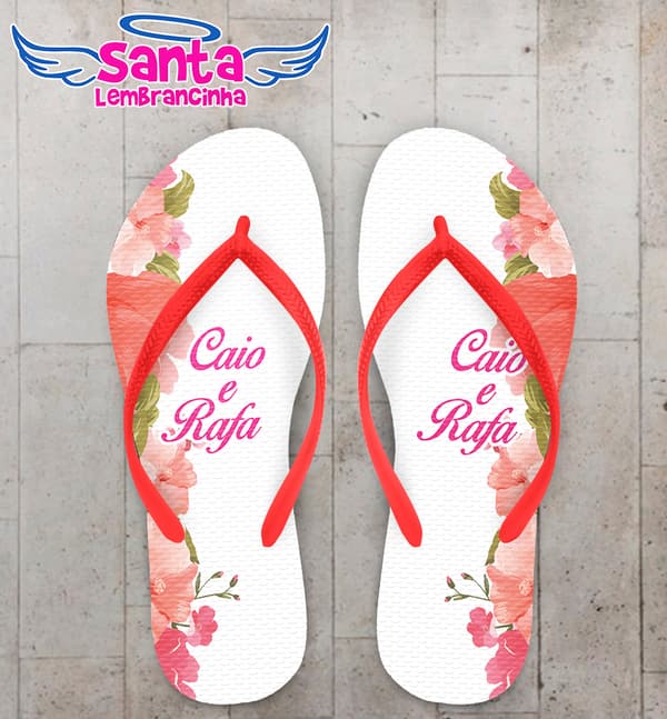 Chinelo Casamento Personalizado com Flores COD 9222