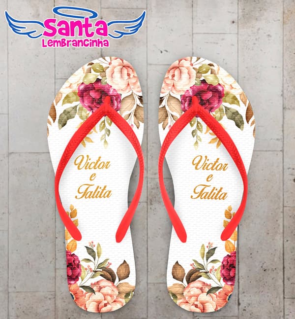 Chinelo Casamento Personalizado com Flores COD 9229