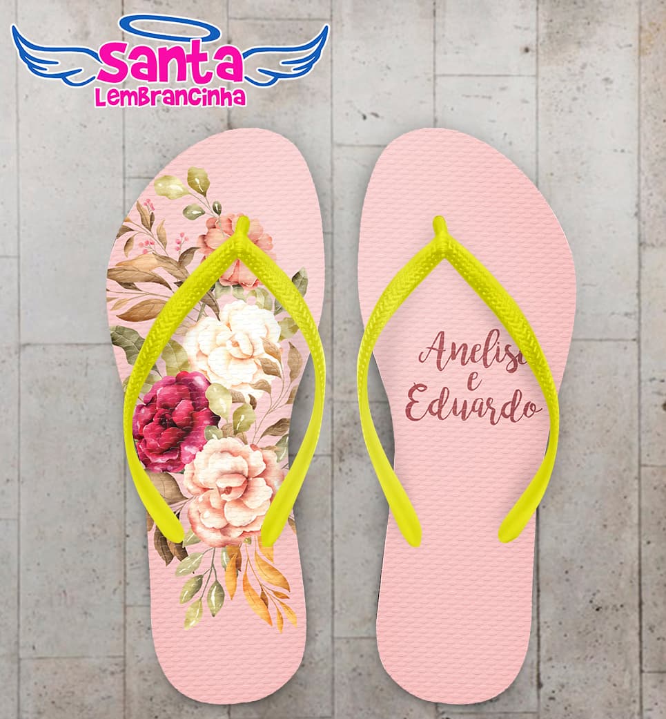 Chinelo Casamento Personalizado com Flores COD 9230